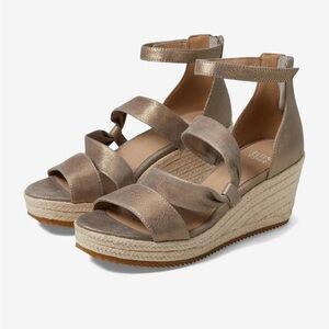 NWT Eileen Fisher Metallic Wedge Sandals